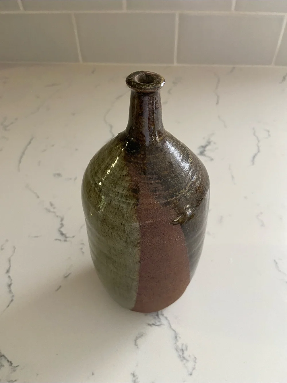 Vintage Studio Pottery Bottle Vase Hand Thrown Stoneware